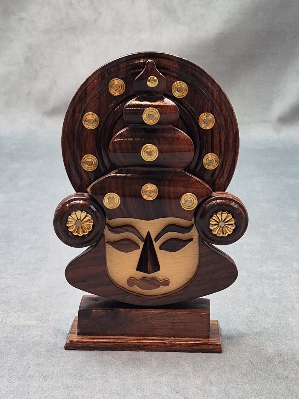 Handcrafted Wooden Kathakali Wall Mask 6.5" Decorative Art Piece Vintage